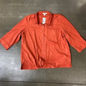 Vintage Coldwater Creek Orange Size 3XL Casual Button Up Blouse Top NWT